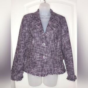Elegant Plum Tweed TRIBAL Corpcore blazer Preppy Office Siren Patchwork Size‎ 6